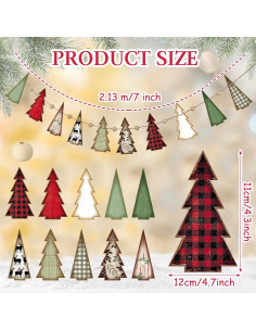 Guirnalda de Madera 2.5m Cinnvoice Árbol Navidad Rojo Verde 2