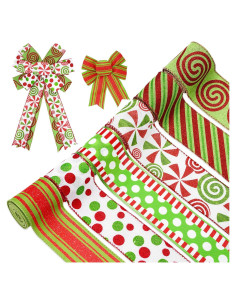 Cintas de Navidad Whaline 6 Rollos 32.9m Yute Rojo Verde