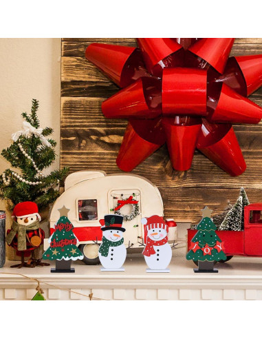 Decoraciones Navideñas DECSPAS - 4 Pcs Árboles y Muñecos de Nieve