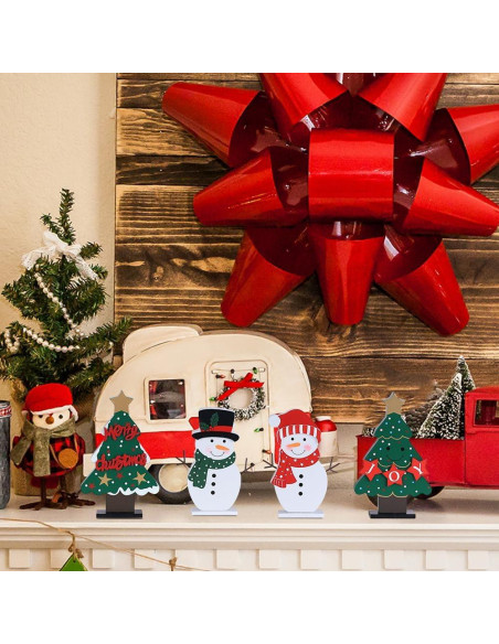Decoraciones Navideñas DECSPAS - 4 Pcs Árboles y Muñecos de Nieve