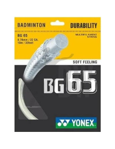 Cuerda de bádminton Yonex BG-65 Blanca 0.70mm Duradera 2