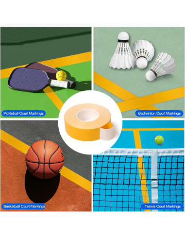 Cinta de marcado para cancha de pickleball Fdalas 80m Amarillo