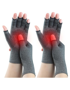 Guantes de Compresión Kecartu para Artritis - 2 Pares Gris