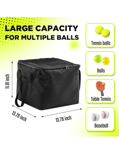 Cesta de Pelotas de Tenis Aliceset 35x35x30cm con Bolsillos