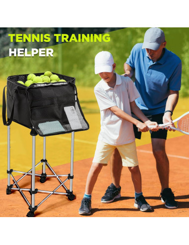 Cesta de Pelotas de Tenis Aliceset 35x35x30cm con Bolsillos