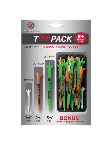 Set de 50 Tees de Golf Zero Friction Tour con Bolsa de Regalo