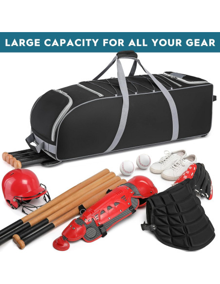 Bolsa de Béisbol con Ruedas JMIANeodark 86L, 5 Compartimentos