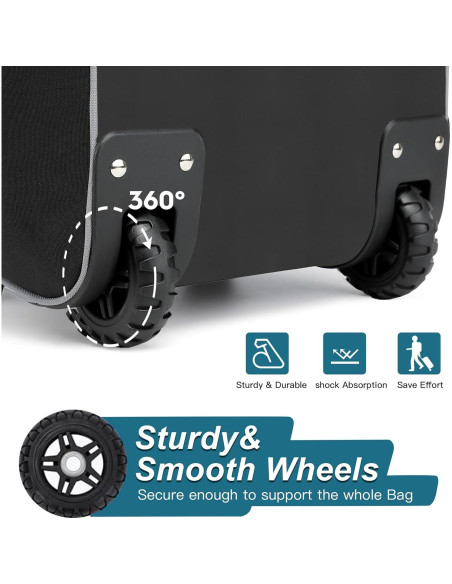 Bolsa de Béisbol con Ruedas JMIANeodark 86L, 5 Compartimentos