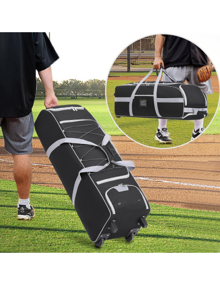 Bolsa de Béisbol con Ruedas JMIANeodark 86L, 5 Compartimentos