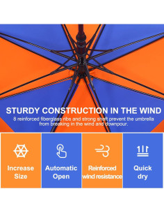 Paraguas de Golf DOUBWELL 137 cm Automático a Prueba de Viento 2