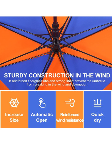 Paraguas de Golf DOUBWELL 137 cm Automático a Prueba de Viento