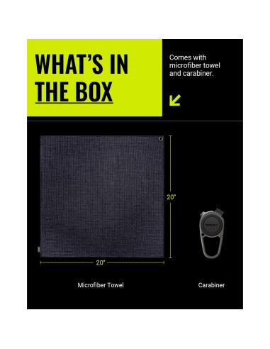 Toalla de Golf Magnética Spigen Microfibra Negra 50x50cm