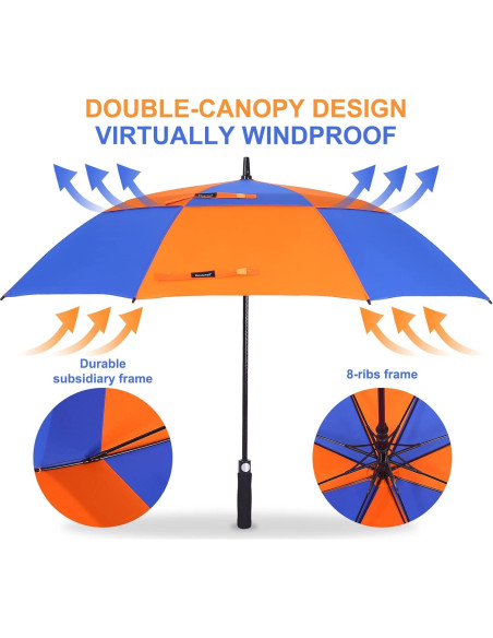 Paraguas de Golf DOUBWELL 137 cm Automático a Prueba de Viento