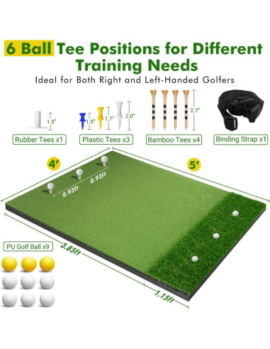 Alfombra de Golf Newmkr 5x4ft con Césped Sintético 31mm