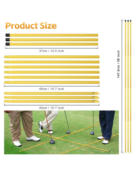Palos de Alineación de Golf Dittoven 3 Piezas 147 cm Ajustables