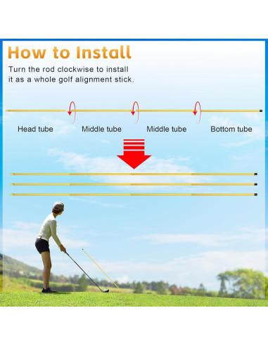 Palos de Alineación de Golf Dittoven 3 Piezas 147 cm Ajustables