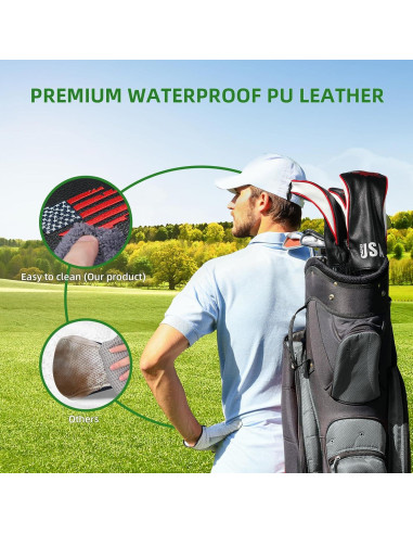 Cubiertas de Cabeza de Palos de Golf Frimon 4pcs Cuero PU