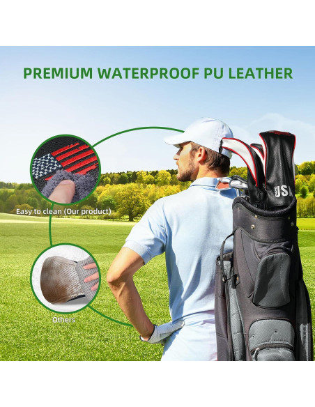 Cubiertas de Cabeza de Palos de Golf Frimon 4pcs Cuero PU