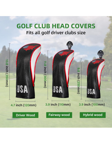 Cubiertas de Cabeza de Palos de Golf Frimon 4pcs Cuero PU