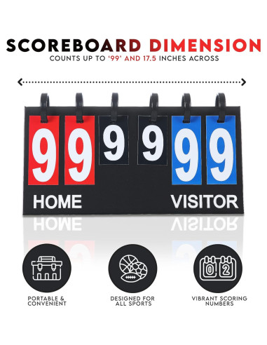 Tablero de Puntuación Portátil Upstreet - Multi-Deporte 99 Puntos