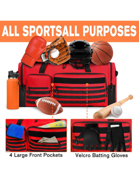 Bolsa de equipo Goloni 130L Roja con 7 compartimentos