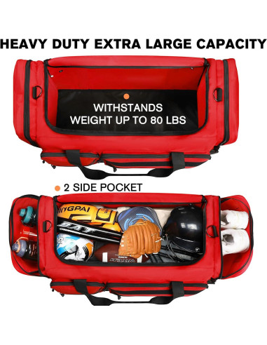 Bolsa de equipo Goloni 130L Roja con 7 compartimentos