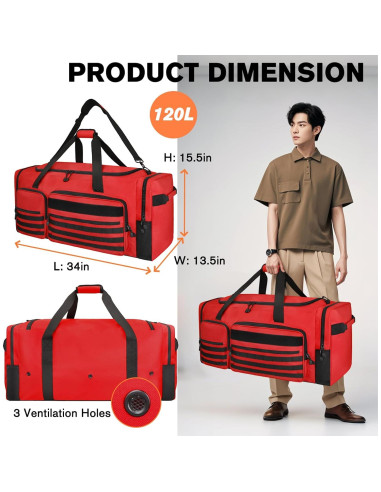 Bolsa de equipo Goloni 130L Roja con 7 compartimentos