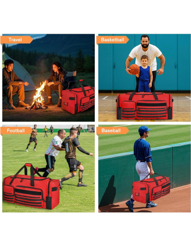 Bolsa de equipo Goloni 130L Roja con 7 compartimentos