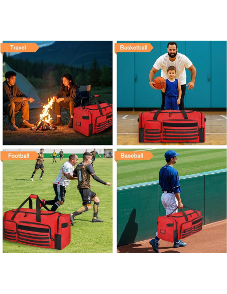 Bolsa de equipo Goloni 130L Roja con 7 compartimentos