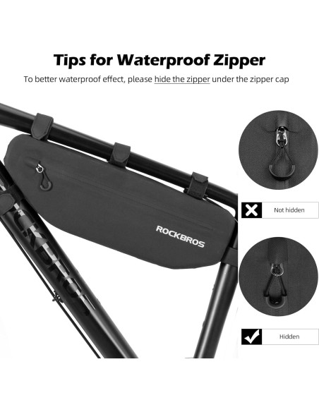 Bolsa de Marco de Bicicleta ROCKBROS 3L Impermeable Negra