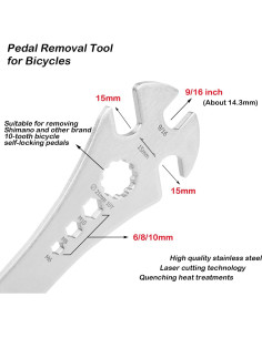 Llave de Pedal de Bicicleta 4 en 1 Groword 320mm Multifuncional 2