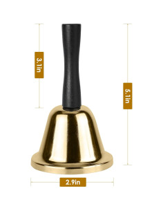 Campana de Mano MROCO Dorada, Paquete de 2 Campanas de Acero 2