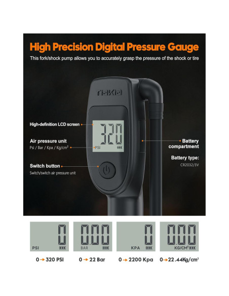 Bomba de Choque Tiakia DPG-0302 con Manómetro Digital 320PSI