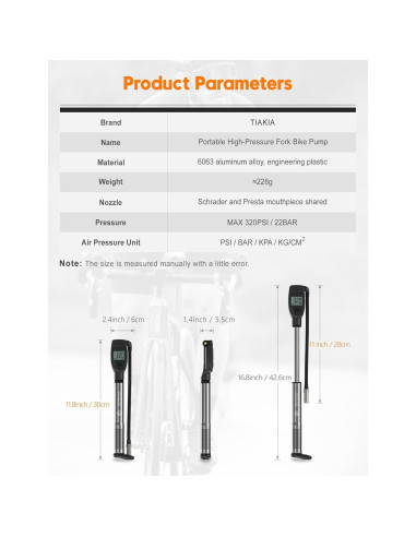 Bomba de Choque Tiakia DPG-0302 con Manómetro Digital 320PSI