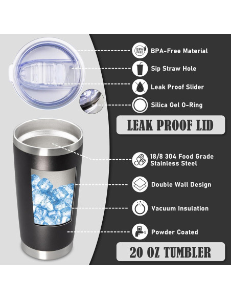 Vaso de Café de Viaje Aislado Doble Pared AEPDTD 20 oz Negro