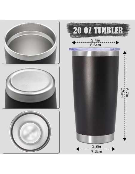 Vaso de Café de Viaje Aislado Doble Pared AEPDTD 20 oz Negro