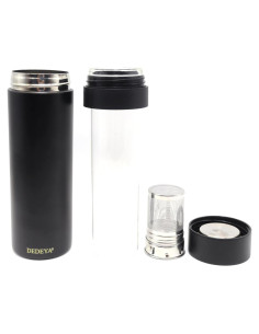 Botella de Agua Aislada DEDEYA 15oz con Infusor de Té - Negro