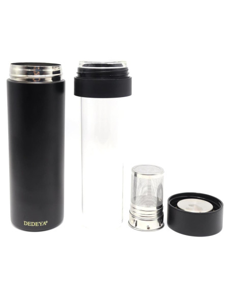 Botella de Agua Aislada DEDEYA 15oz con Infusor de Té - Negro