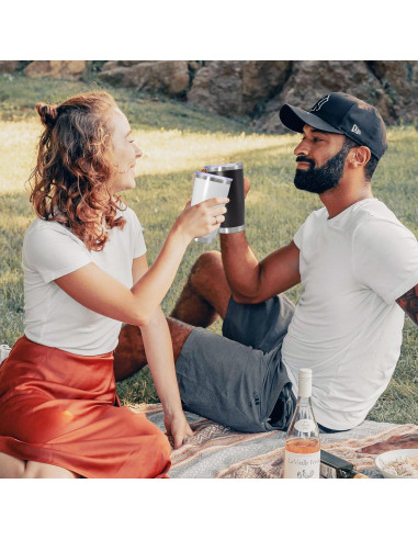 Vaso de Café de Viaje Aislado Doble Pared AEPDTD 20 oz Negro