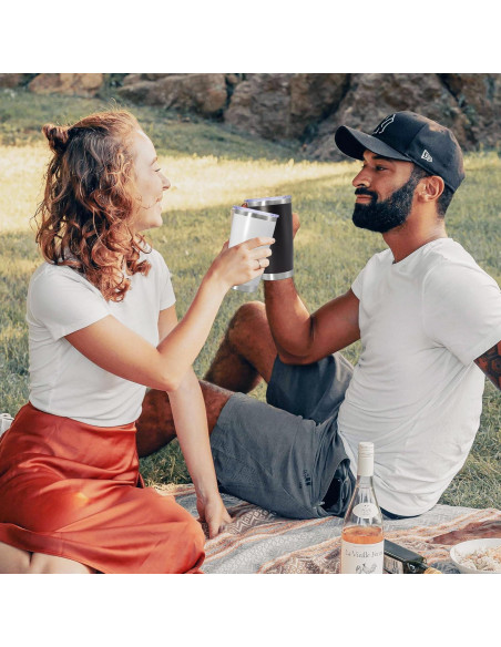 Vaso de Café de Viaje Aislado Doble Pared AEPDTD 20 oz Negro