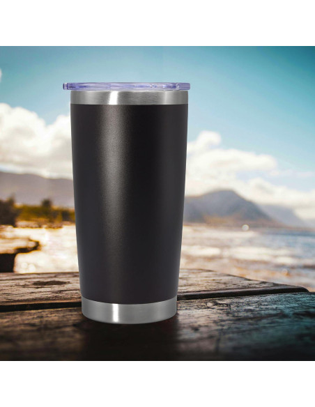 Vaso de Café de Viaje Aislado Doble Pared AEPDTD 20 oz Negro