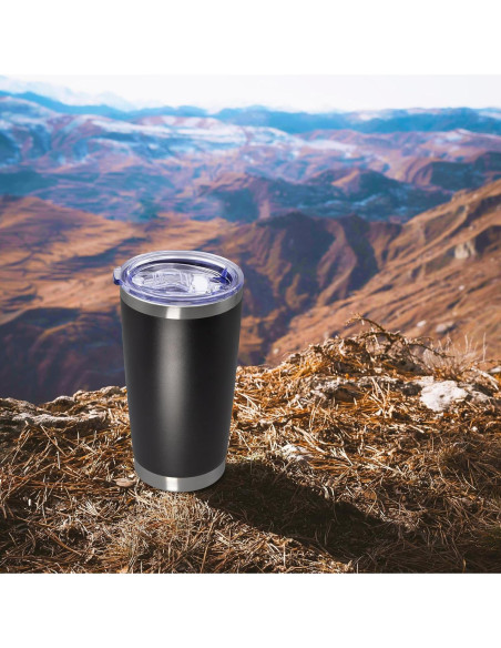 Vaso de Café de Viaje Aislado Doble Pared AEPDTD 20 oz Negro