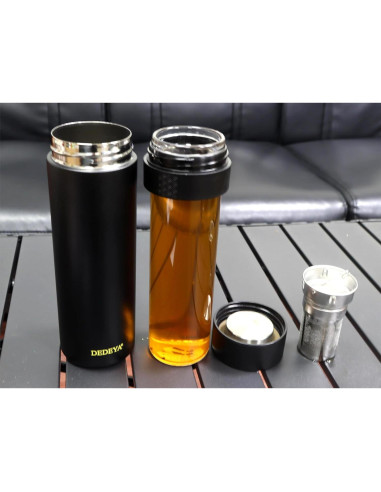 Botella de Agua Aislada DEDEYA 15oz con Infusor de Té - Negro
