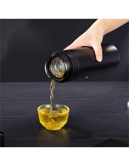 Botella de Agua Aislada DEDEYA 15oz con Infusor de Té - Negro