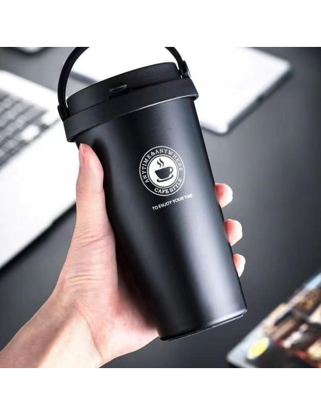 Taza de Café Aislada 16 oz FRAGSCEN Negra Doble Pared