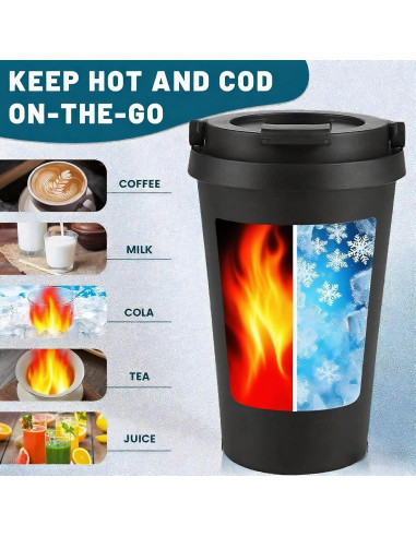 Taza de Café Aislada 16 oz FRAGSCEN Negra Doble Pared