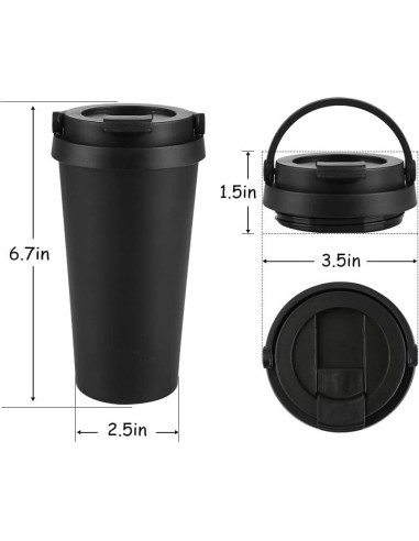 Taza de Café Aislada 16 oz FRAGSCEN Negra Doble Pared