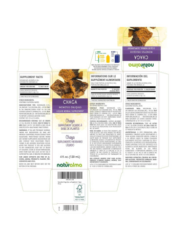 Tintura de Hongo Chaga Naturalma 118 ml - Suplemento Vegano