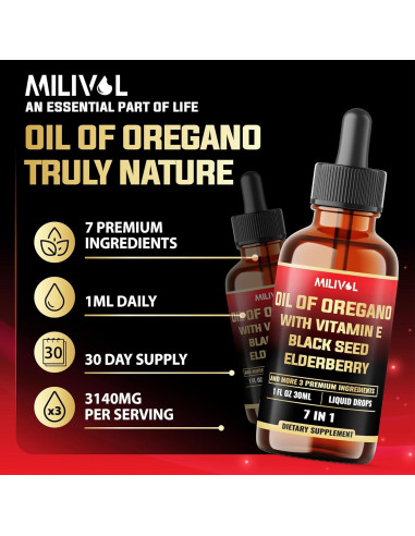 Gotas de Orégano Líquido Milivol 30ml - Soporte Inmunológico