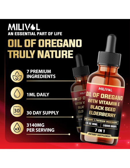 Gotas de Orégano Líquido Milivol 30ml - Soporte Inmunológico